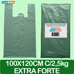 Sacola Plástica Rec 100x120cm Verde/Cinza Fardo C/2,5kg Extra-Forte