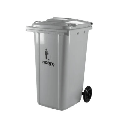 Lixeira Plástica Coletora 240 Litros C/2 Rodas Nobre (Modelo Europeu) Cinza 39838