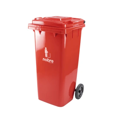 Lixeira Plástica Coletora 120 Litros C/2 Rodas Nobre (Modelo Europeu) Vermelho 59497
