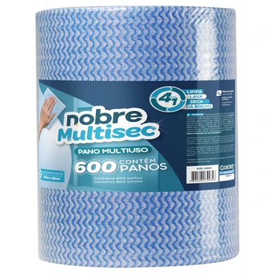 Pano Limpeza Multiuso (28cm x 40cm x 240M) Bobina Picotada C/600 Panos Nobre Azul 33443