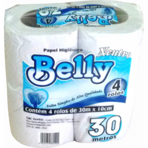 Papel Higiênico Rolinho Folha Simples  4x30m Belly Neutro CRC-101