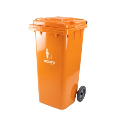 Lixeira Plástica Coletora 120 Litros C/2 Rodas Nobre (Modelo Europeu) Laranja 41372