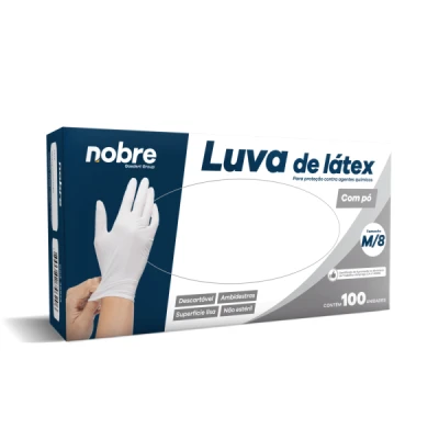 Luva Descartável Látex com Pó Caixa/Display C/100 (CA-40956) Tamanho=M-8 Nobre 36923
